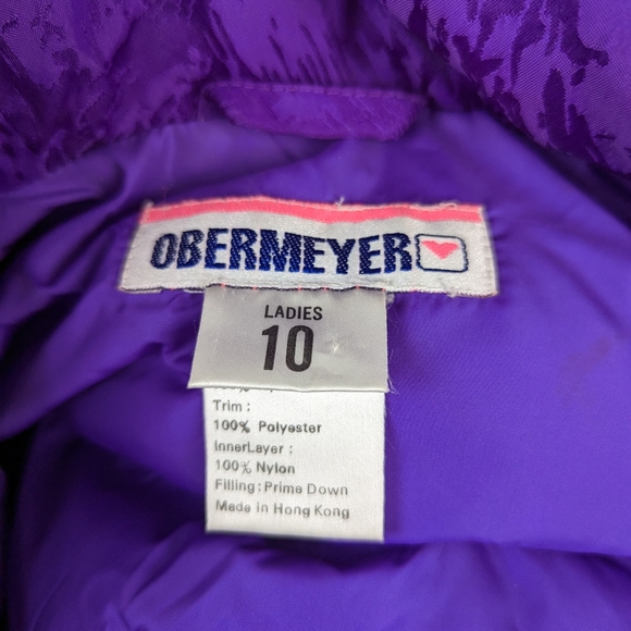 Vintage 1980s Obermeyer Gallery Down Ski Snowboard Parka Jacket Purple & Green - Picture 16 of 16